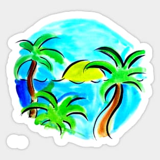 Palm Trees Beach Circle Sticker